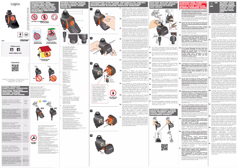 Page 1 de la notice Manuel utilisateur Claber Aquauno Logica 8422