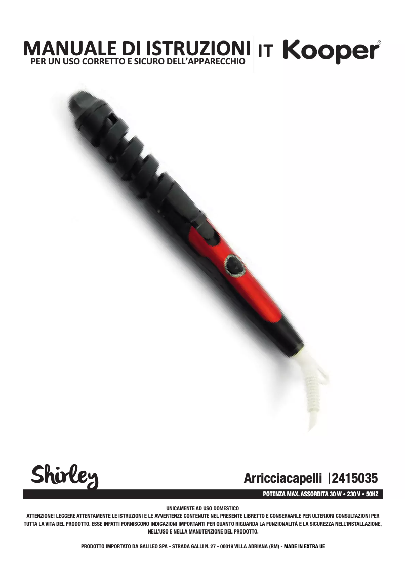 Page 1 de la notice Manuel utilisateur Kooper 2415035