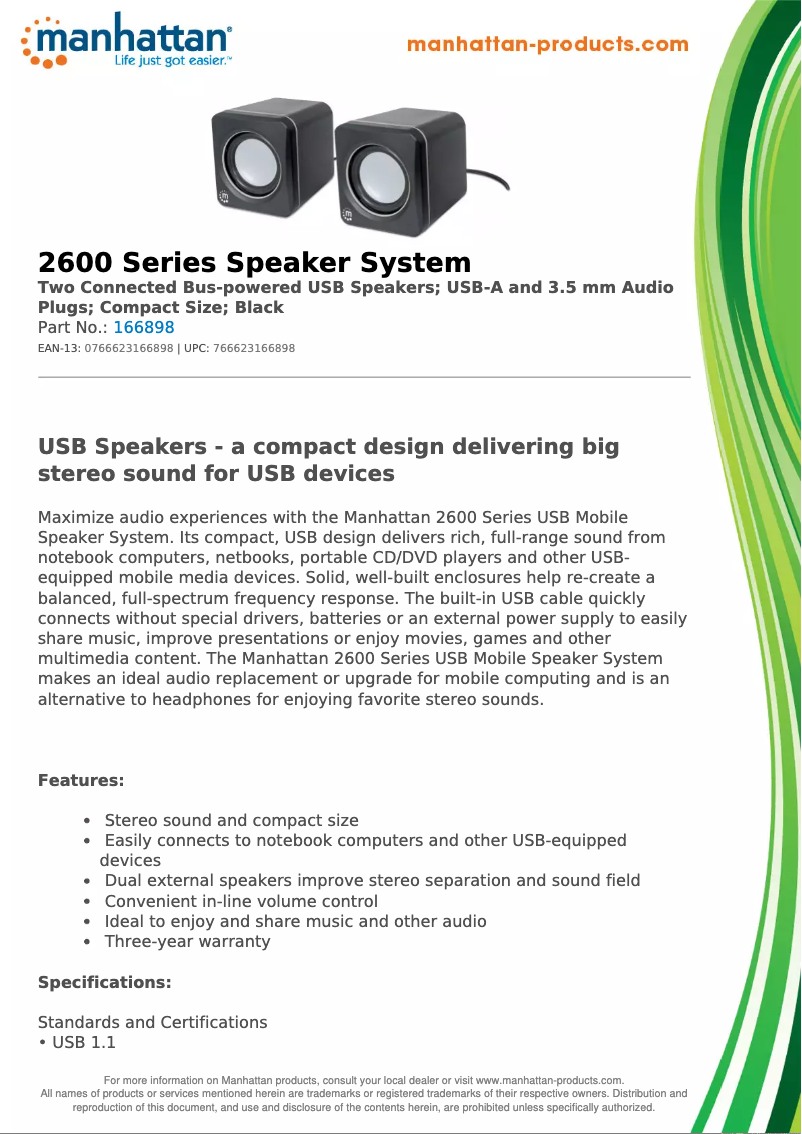 Page 1 de la notice Fiche technique Manhattan 166898