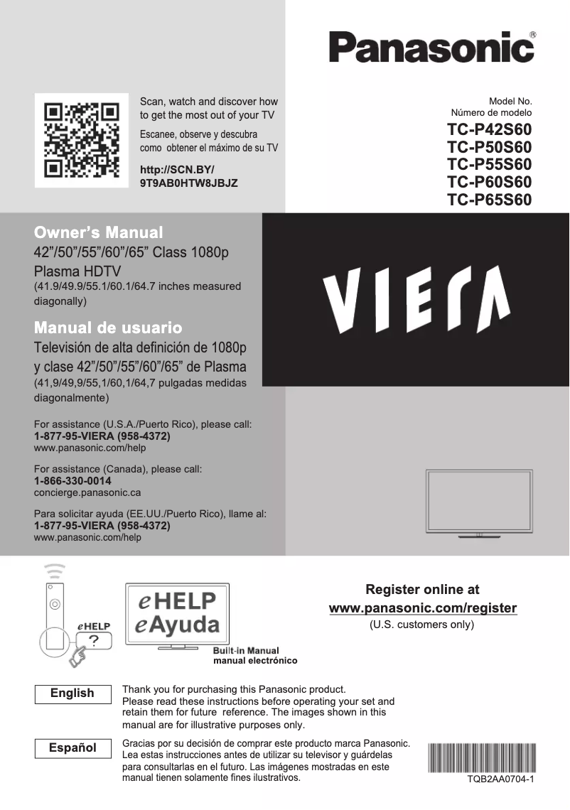 Page 1 de la notice Manuel utilisateur Panasonic Viera TC-P42S60