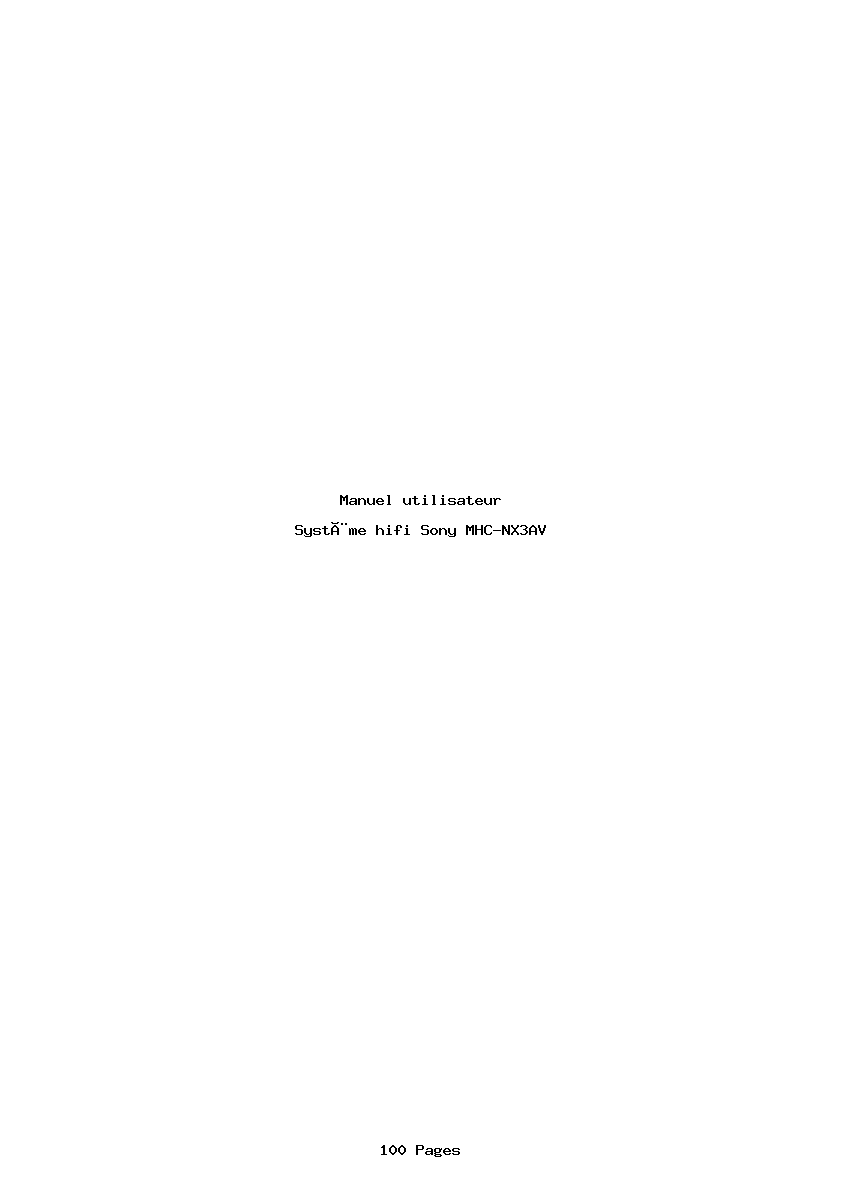 Page 1 de la notice Manuel utilisateur Sony MHC-NX3AV
