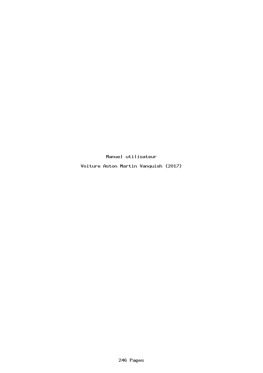Page 1 de la notice Manuel utilisateur Aston Martin Vanquish (2017)
