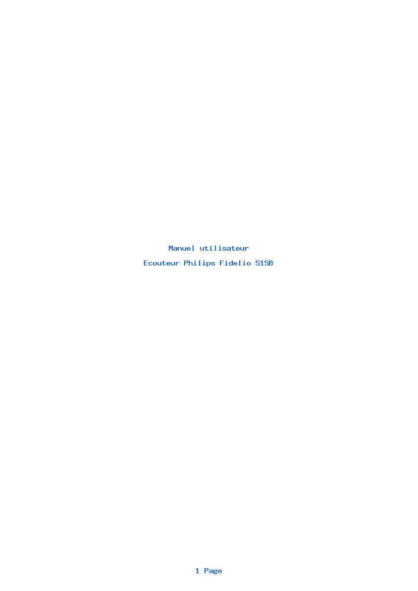 Page 1 de la notice Manuel utilisateur Philips Fidelio S1SB