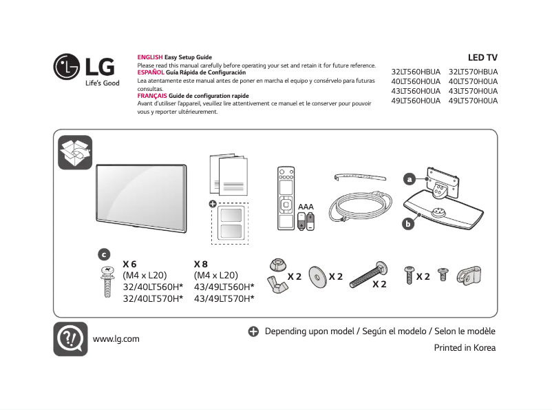 Page 1 de la notice Manuel utilisateur LG 40LT570H0UA