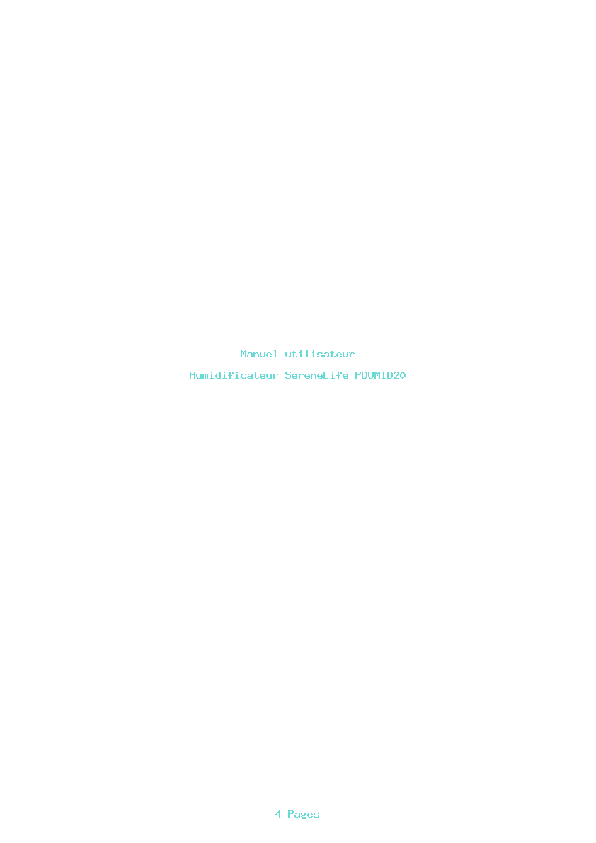 Page 1 de la notice Manuel utilisateur SereneLife PDUMID20