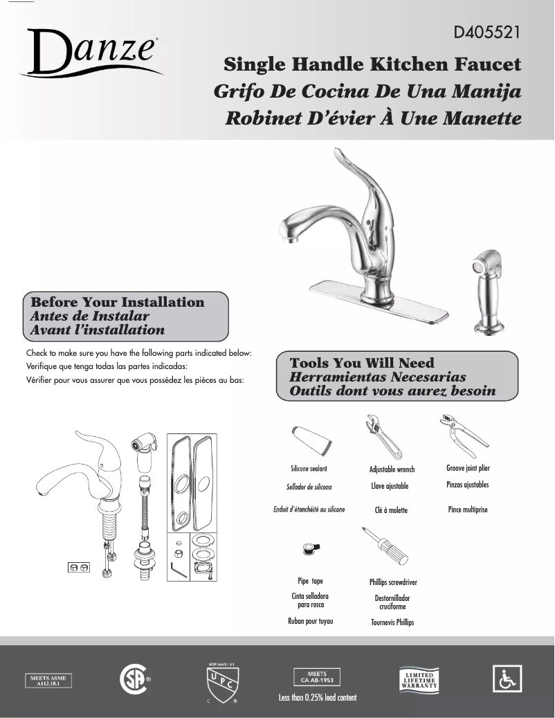 Página 1 del manual Manual de usuario Danze D405521