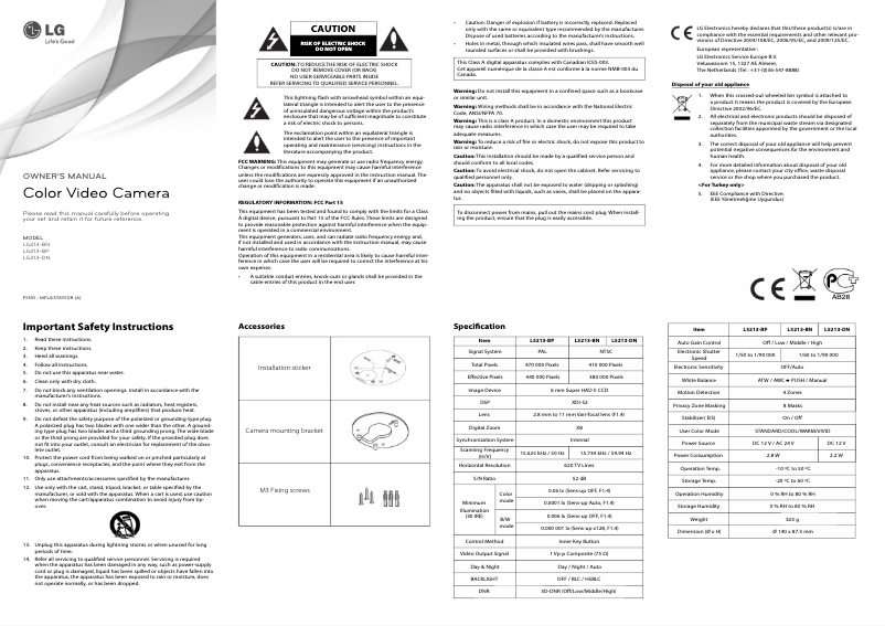 Page 1 de la notice Manuel utilisateur LG L5213