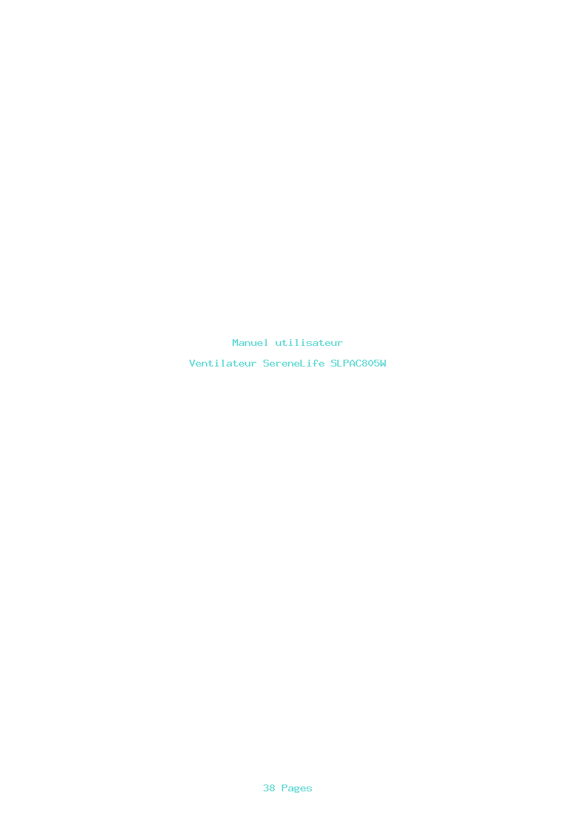 Page 1 de la notice Manuel utilisateur SereneLife SLPAC805W