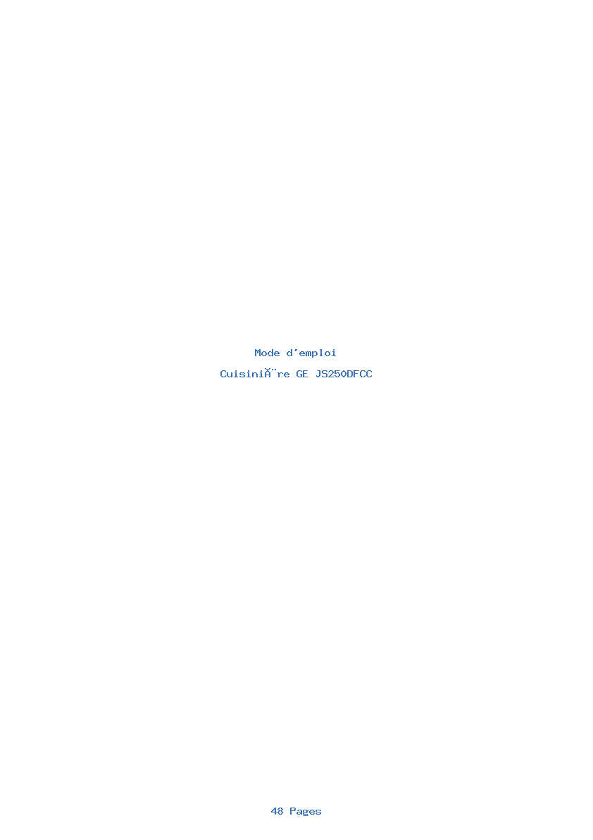 Page 1 de la notice Mode d'emploi GE JS250DFCC