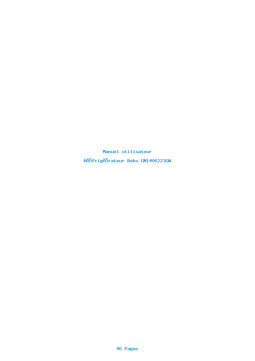 Page 1 de la notice Manuel utilisateur Beko GN1406223GW