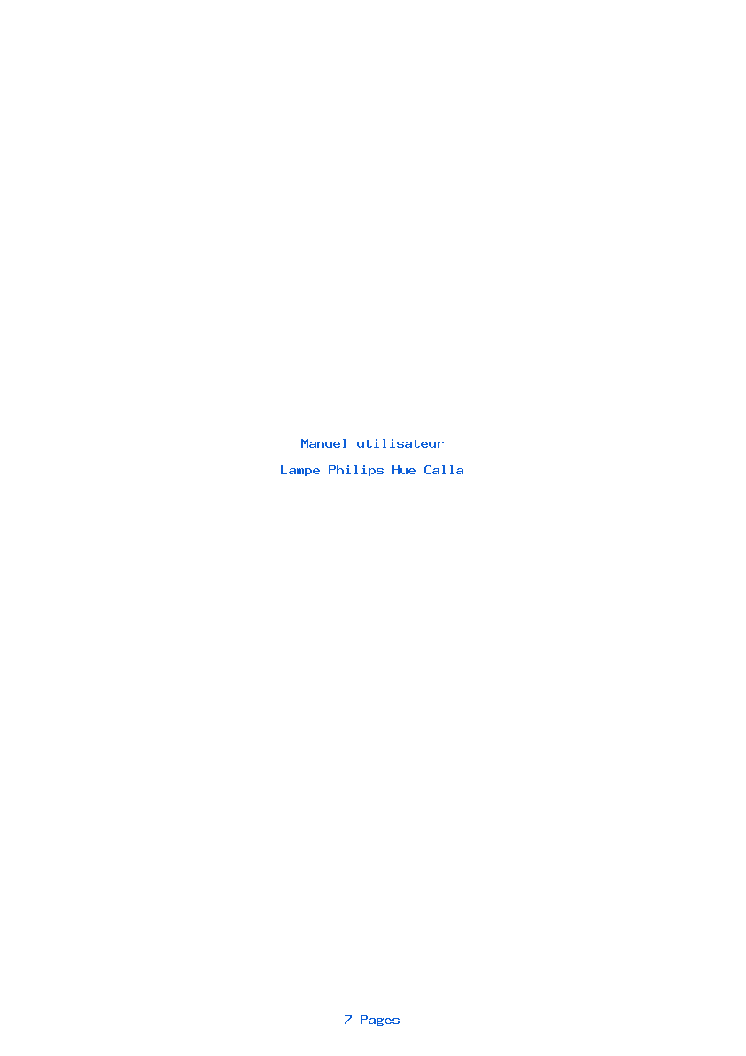 Page 1 de la notice Manuel utilisateur Philips Hue Calla