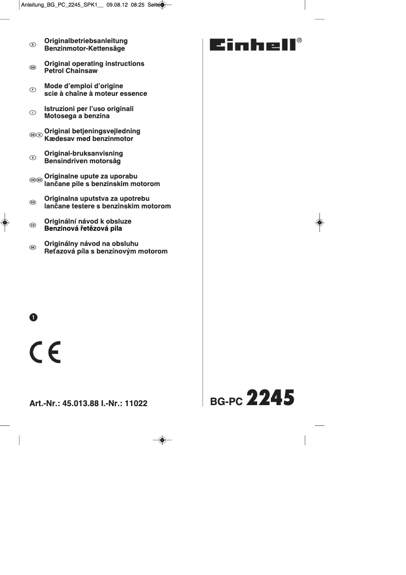 Página 1 del manual Manual de instrucciones Einhell BG-PC 2245
