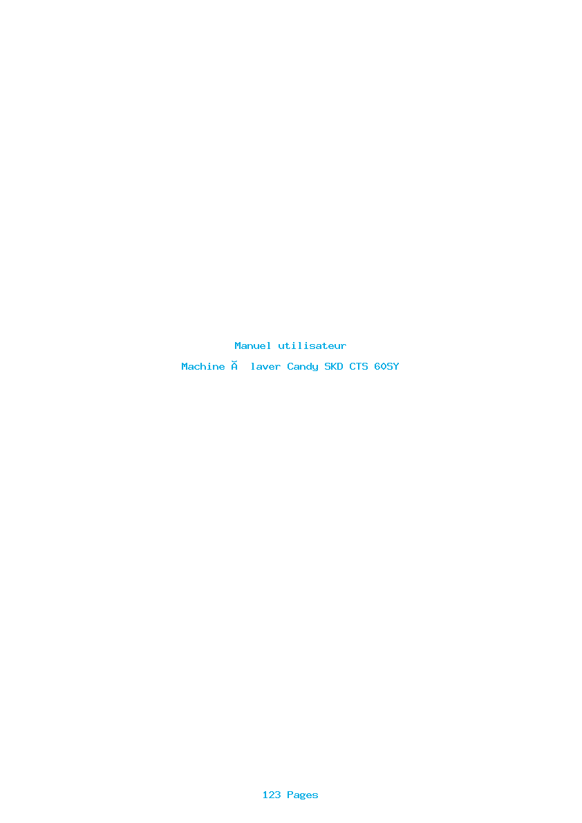 Page 1 de la notice Manuel utilisateur Candy SKD CTS 60SY