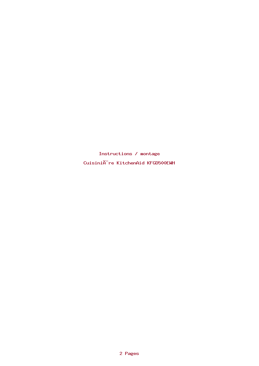 Page 1 de la notice Instructions / montage KitchenAid KFGD500EWH