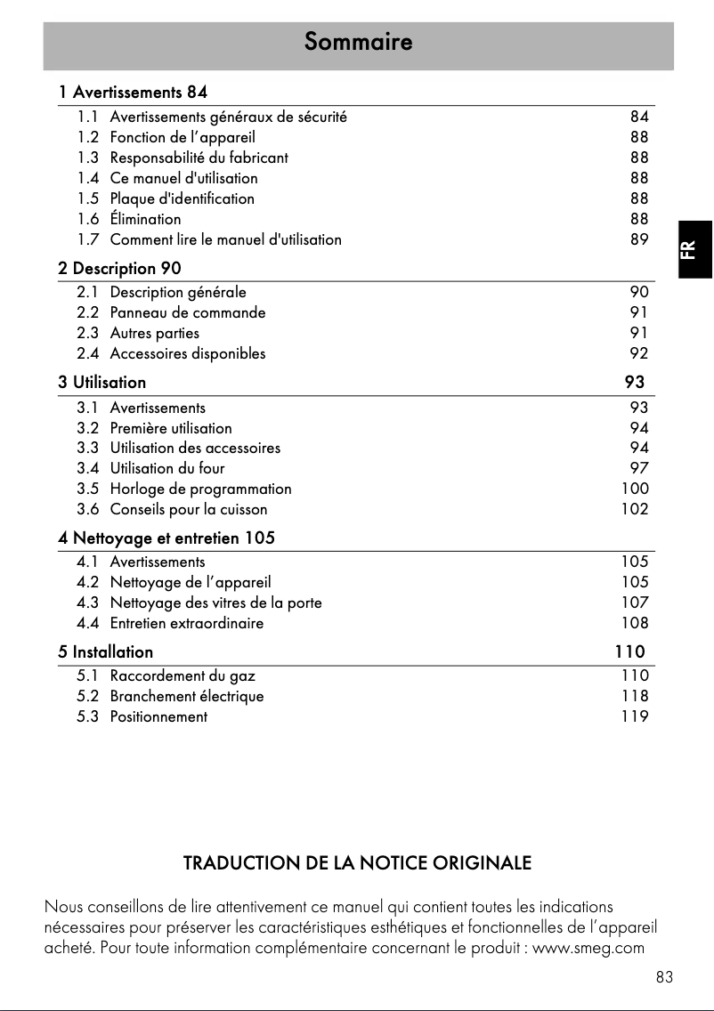 Página 1 del manual Manual de usuario Smeg MP722AO