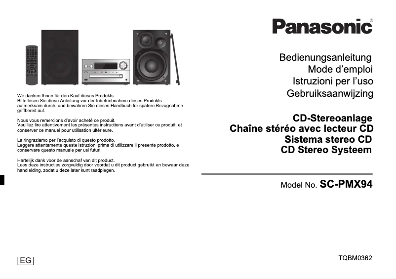 Page 1 de la notice Manuel utilisateur Panasonic SC-PMX94