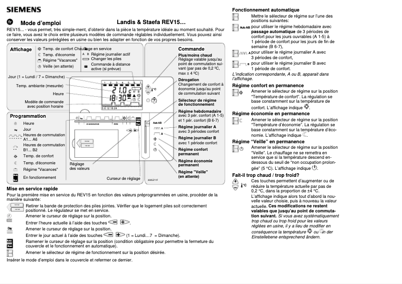 Page 1 of the manual User Manual Siemens REV15
