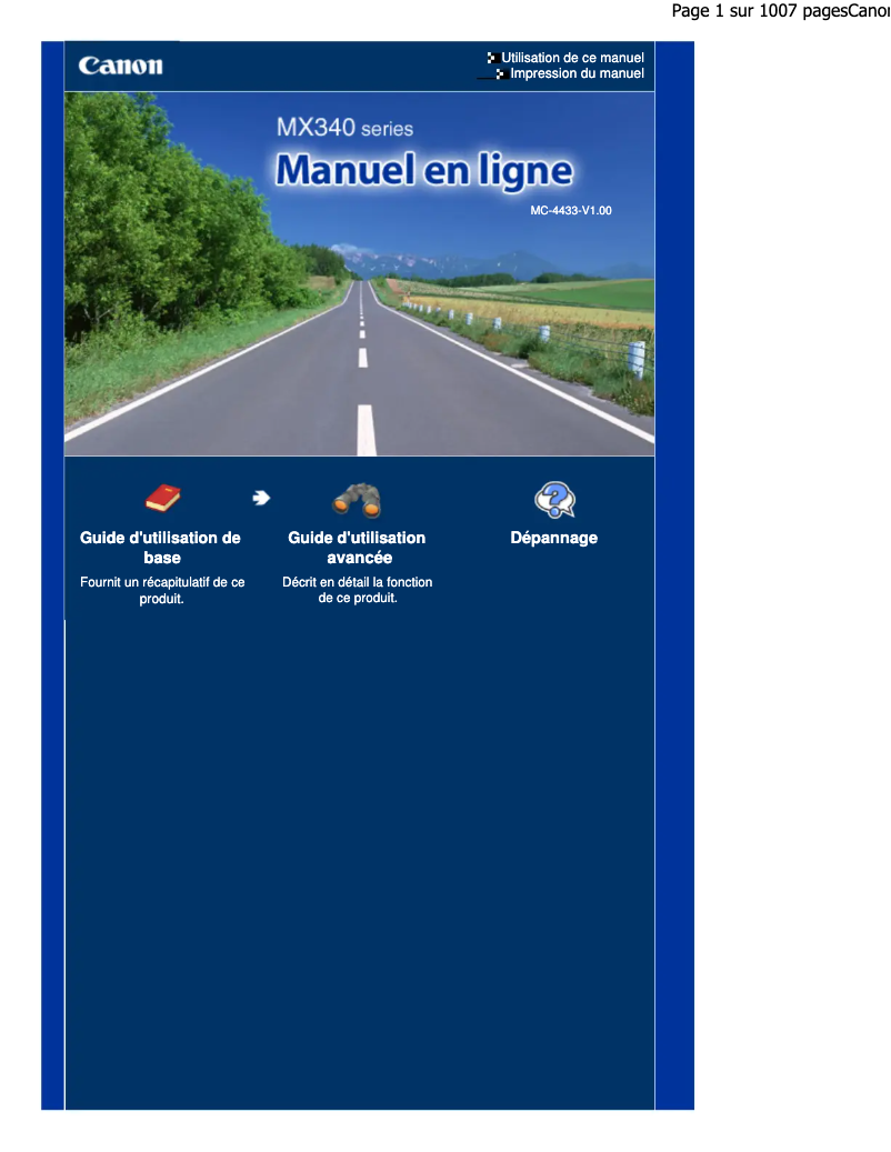 Page 1 de la notice Manuel utilisateur Canon PIXMA MX340