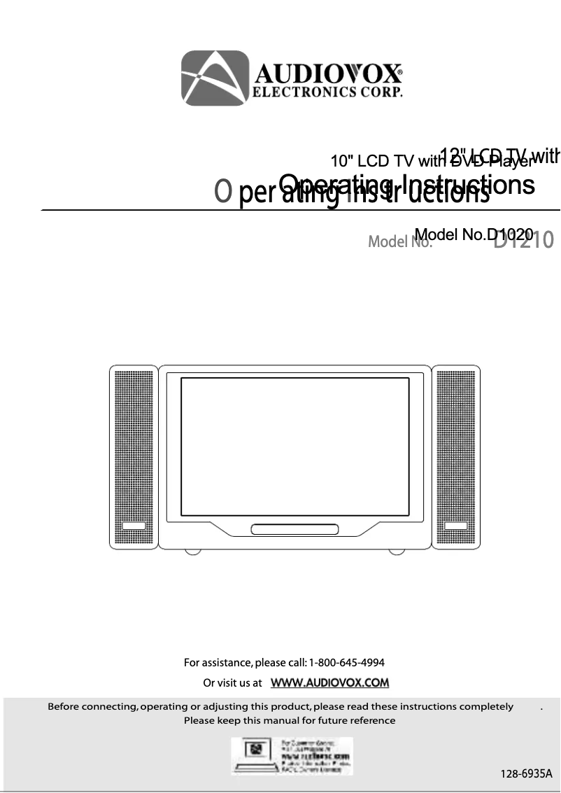 Page 1 de la notice Manuel utilisateur VOXX D1020