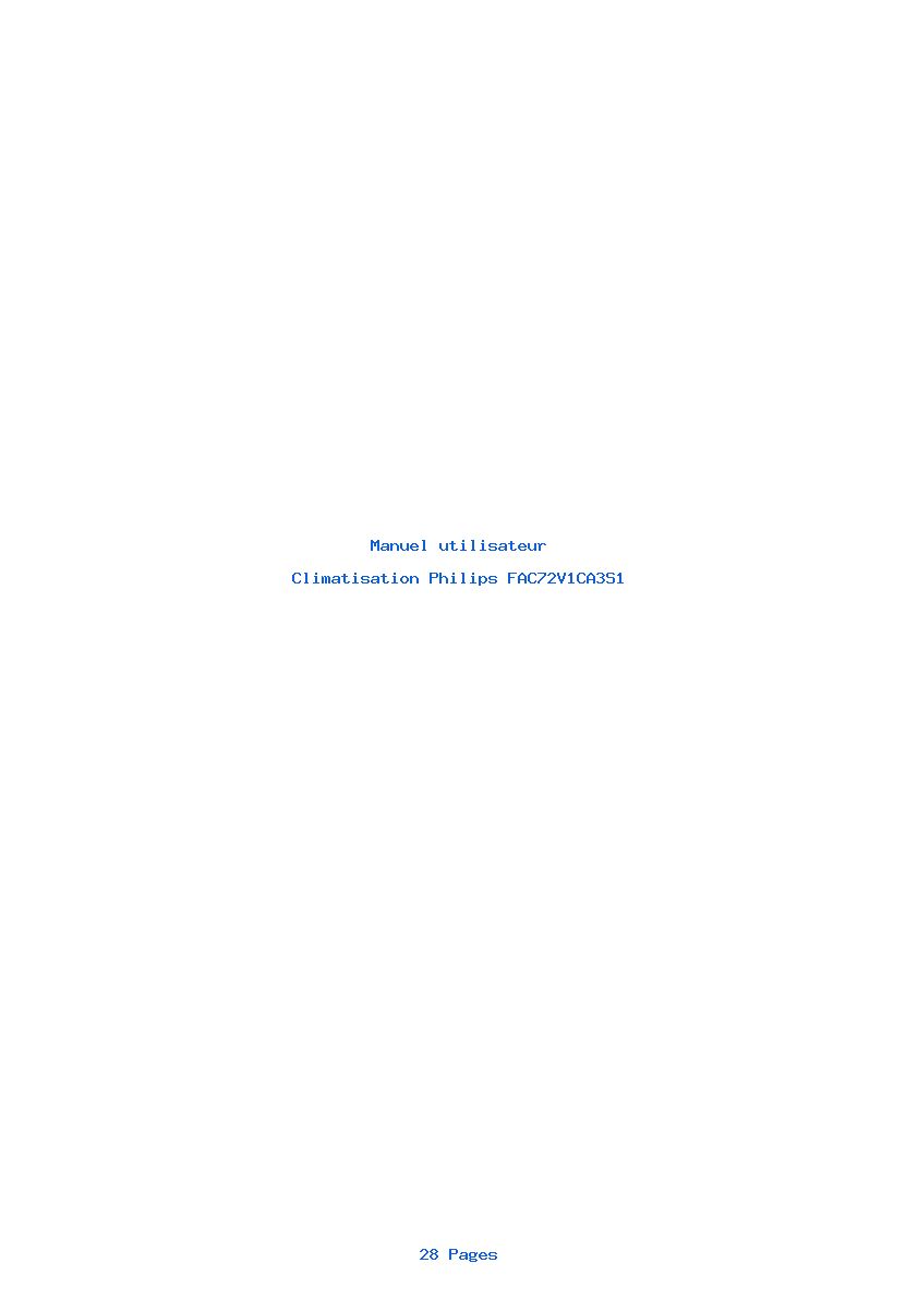 Page 1 de la notice Manuel utilisateur Philips FAC72V1CA3S1