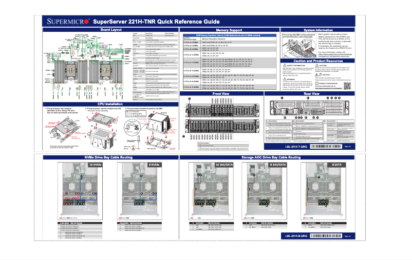 Page 1 de la notice Guide de démarrage rapide Supermicro SuperServer SYS-221H-TNR