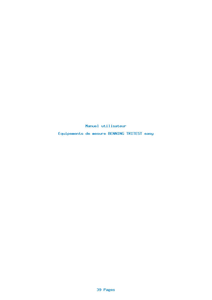 Page 1 de la notice Manuel utilisateur BENNING TRITEST easy