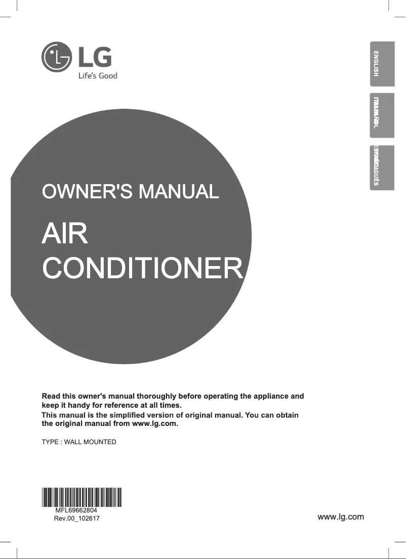 Page 1 of the manual User Manual LG AMNW18GSKAA