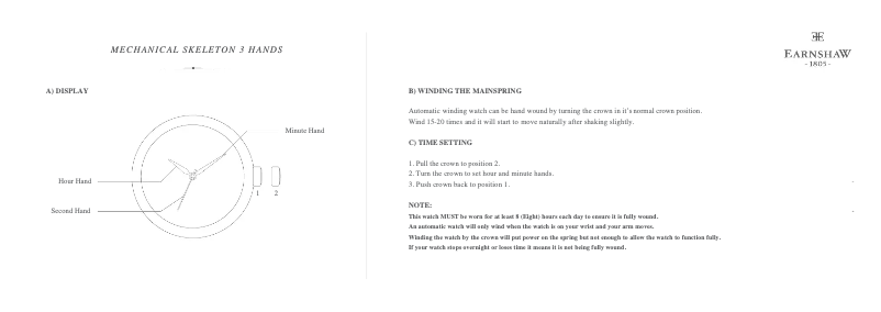 Page 1 de la notice Manuel utilisateur Earnshaw Longitude Skeleton Mechanical ES-8062-06