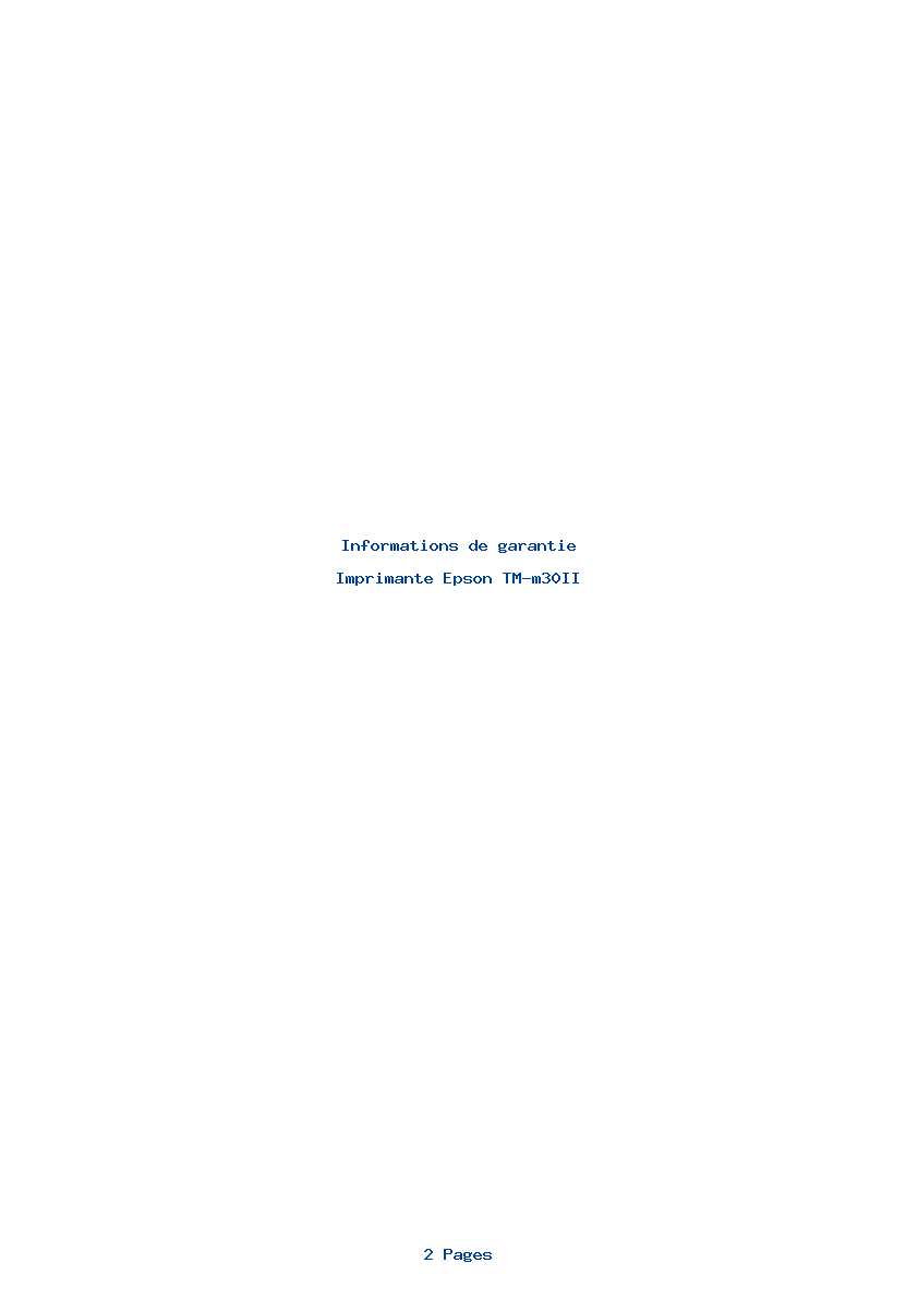 Page 1 de la notice Informations de garantie Epson TM-m30II