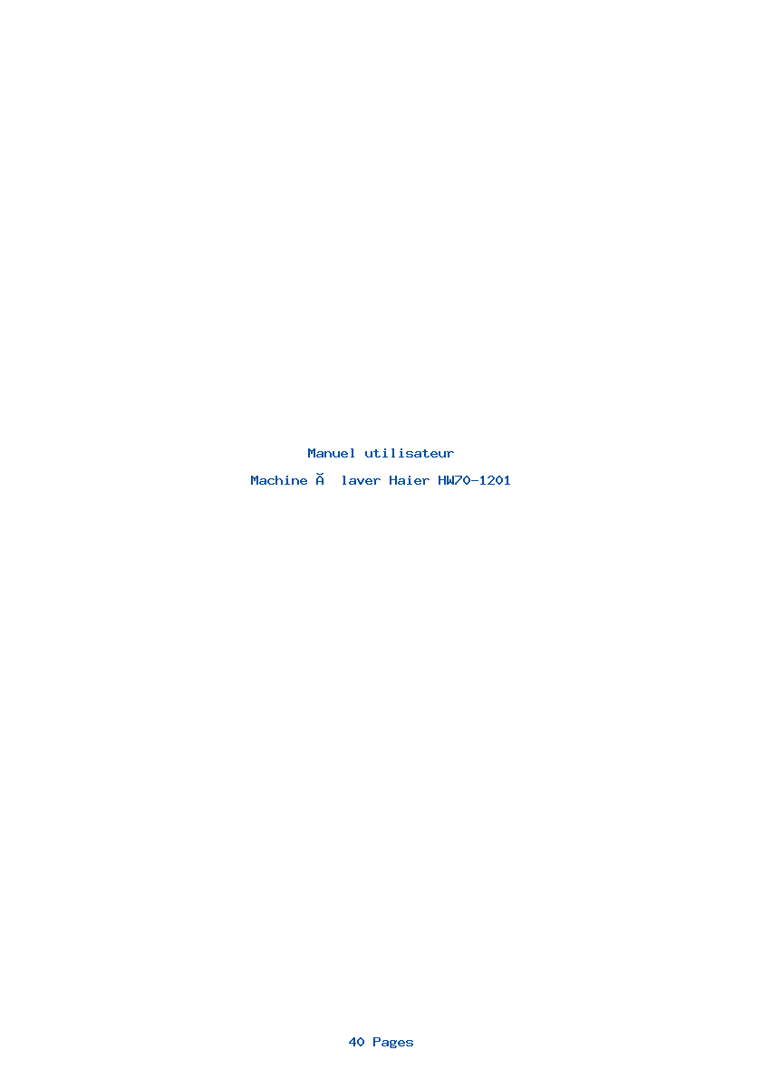 Page 1 de la notice Manuel utilisateur Haier HW70-1201