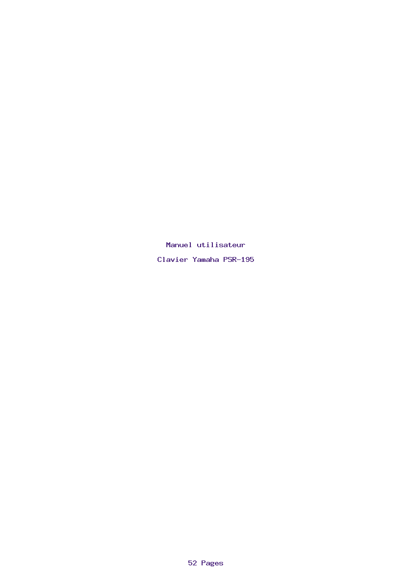 Page 1 de la notice Manuel utilisateur Yamaha PSR-195