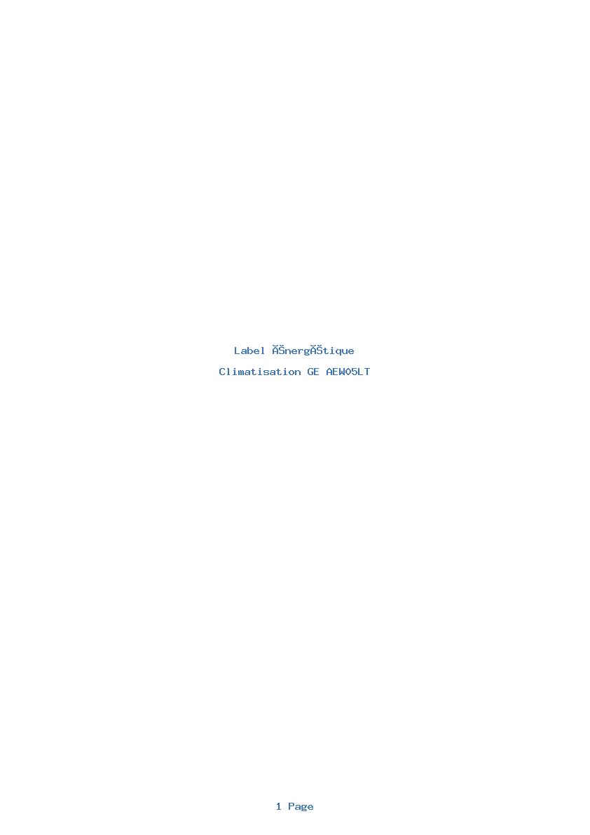 Image de la première page du manuel de l'appareil AEW05LT