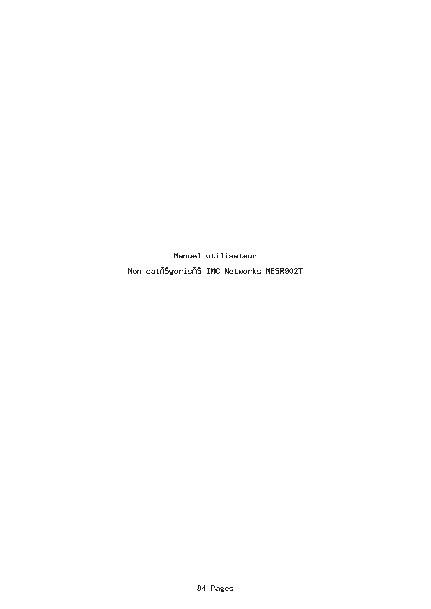 Page 1 de la notice Manuel utilisateur IMC Networks MESR902T