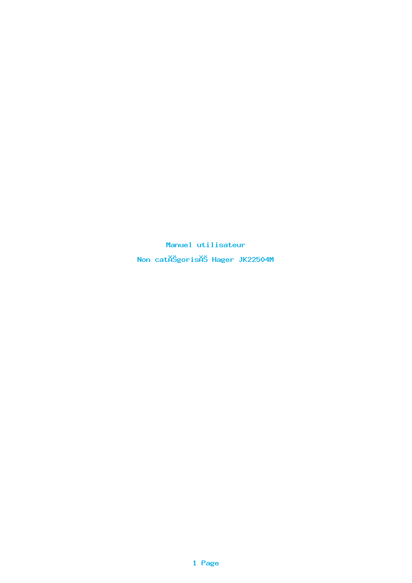 Page 1 de la notice Manuel utilisateur Hager JK22504M