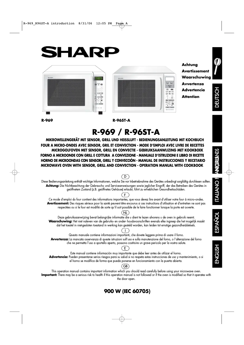 Page 1 of the manual User Manual Sharp R-969W-A