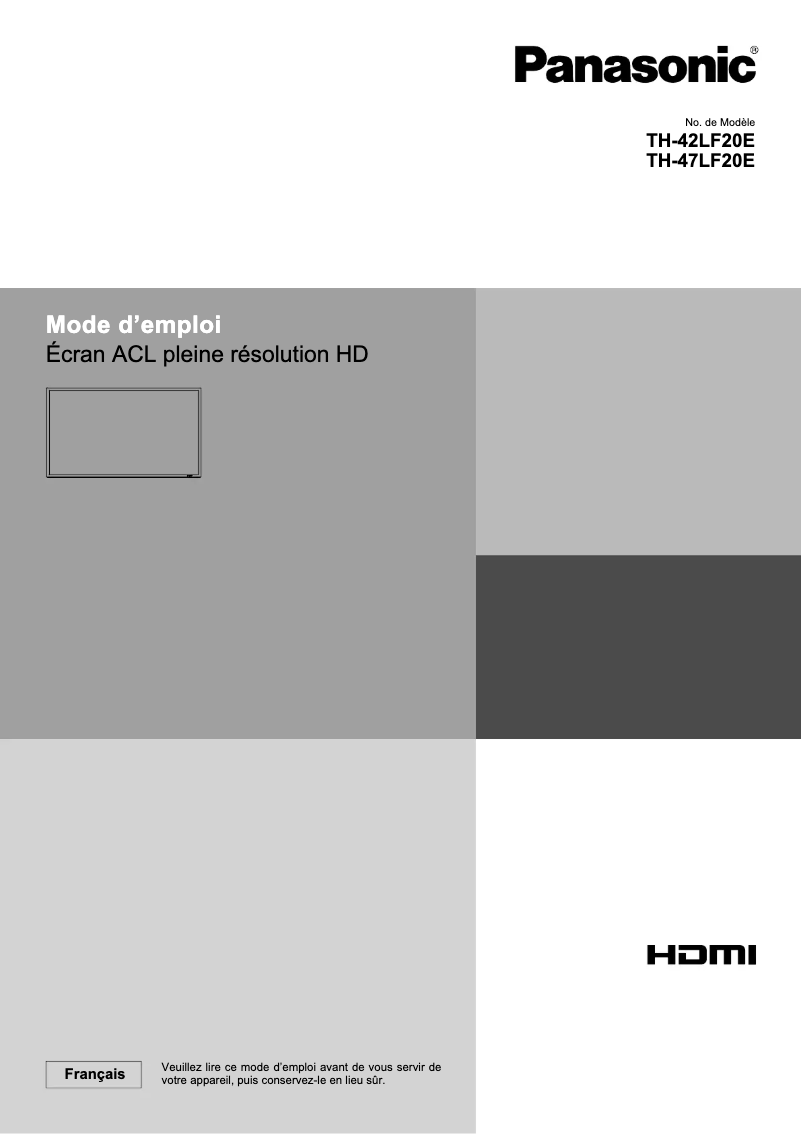 Page 1 of the manual User Manual Panasonic TH-47LF20E