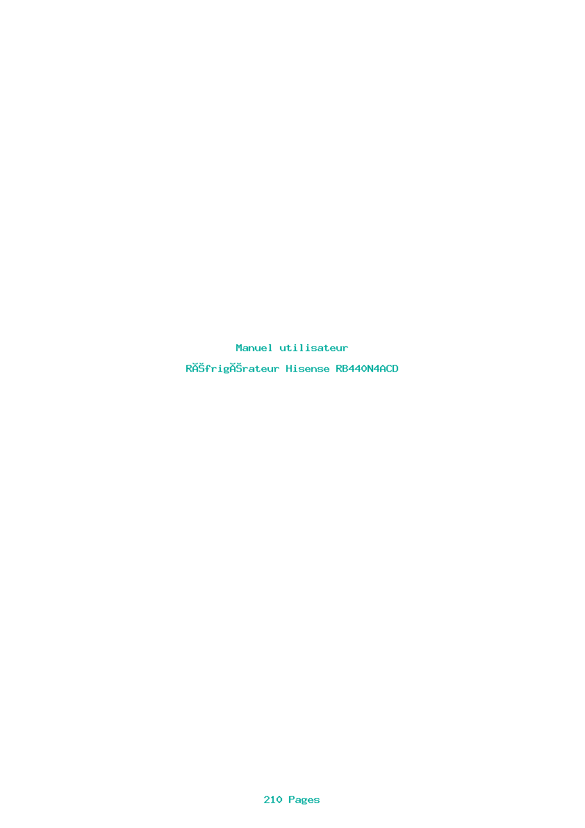 Page 1 de la notice Manuel utilisateur Hisense RB440N4ACD