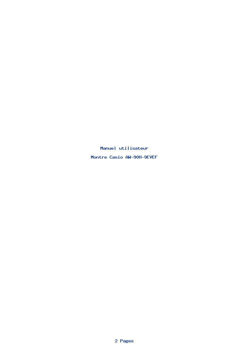 Page 1 de la notice Manuel utilisateur Casio AW-90H-9EVEF