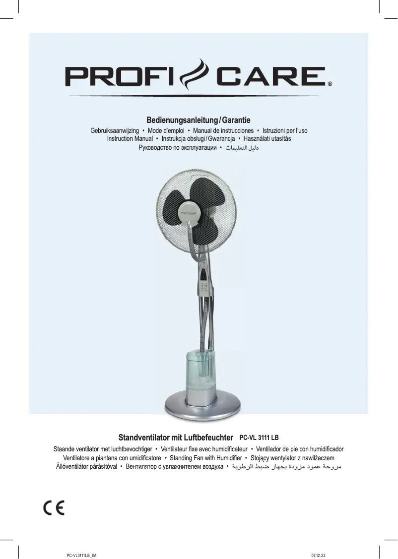 Page 1 de la notice Manuel utilisateur ProfiCare PC-VL 3111 B