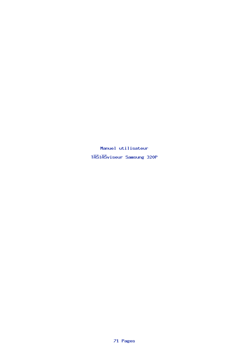 Page 1 de la notice Manuel utilisateur Samsung 320P