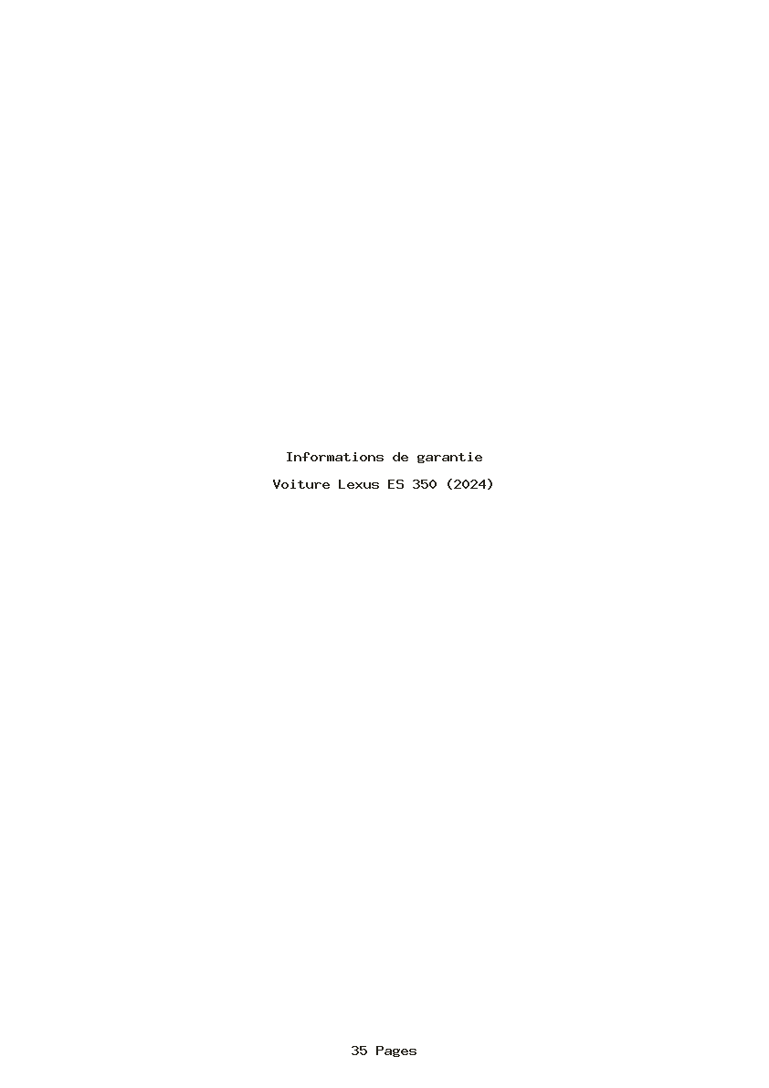 Page 1 de la notice Informations de garantie Lexus ES 350 (2024)