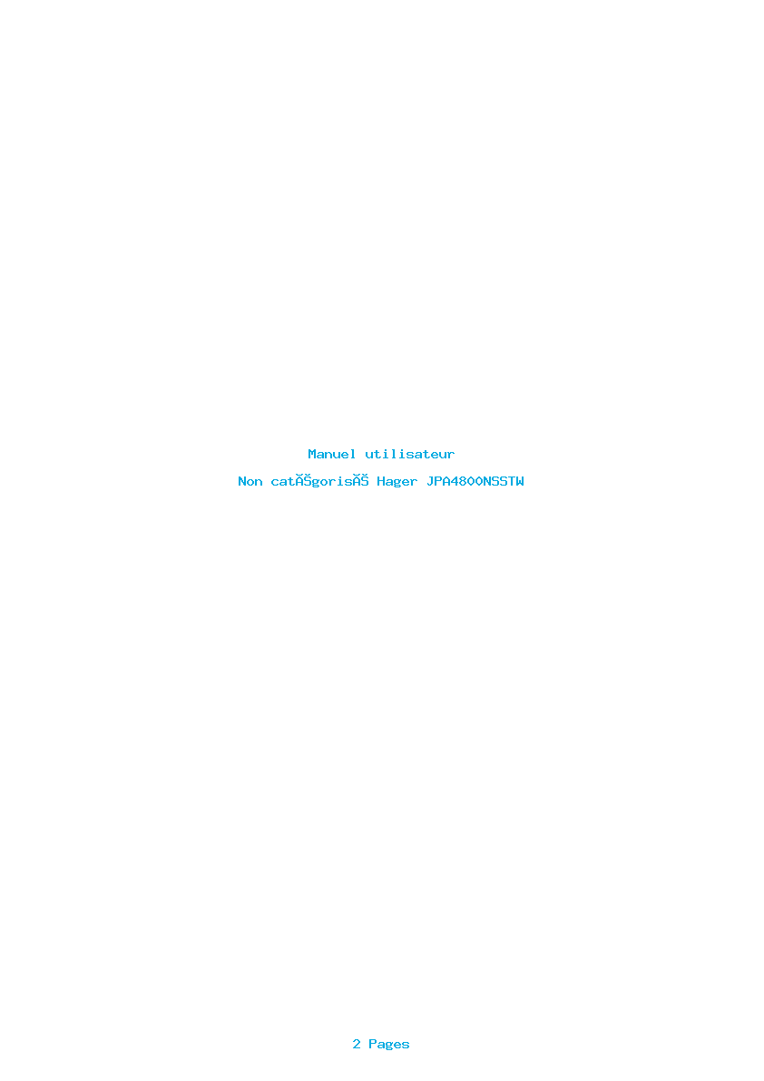 Page 1 de la notice Manuel utilisateur Hager JPA4800NSSTW