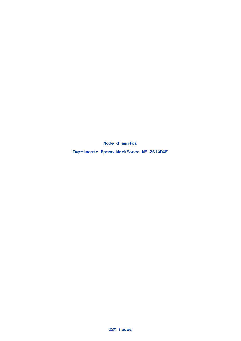 Page 1 de la notice Mode d'emploi Epson WorkForce WF-7610DWF