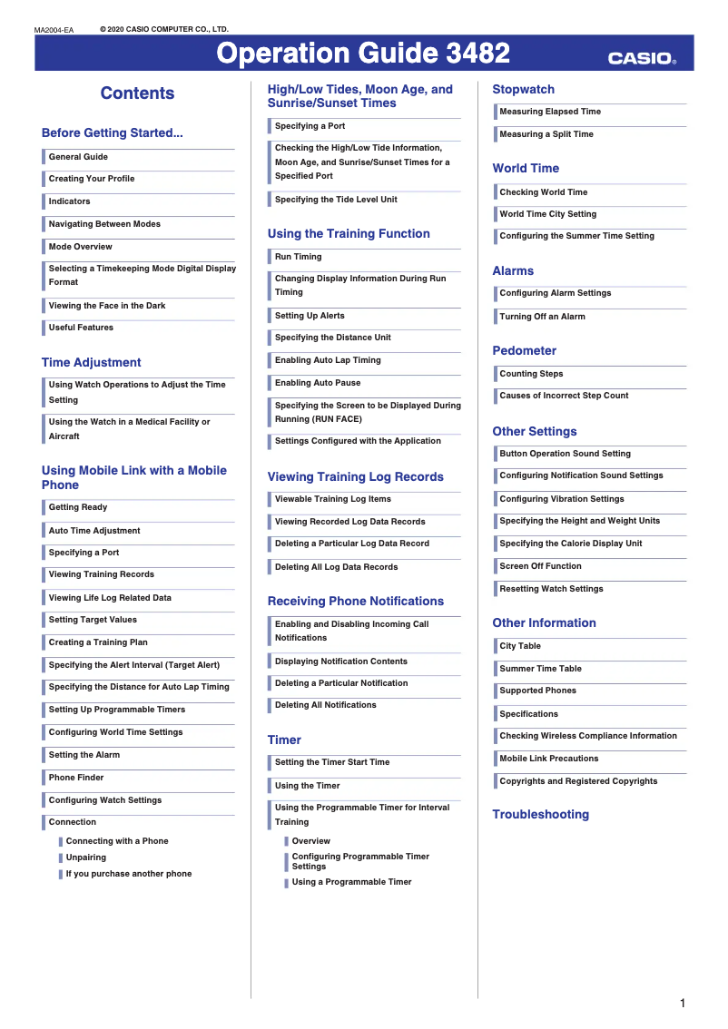 Page 1 de la notice Manuel utilisateur Casio G-Shock GBX-100-1