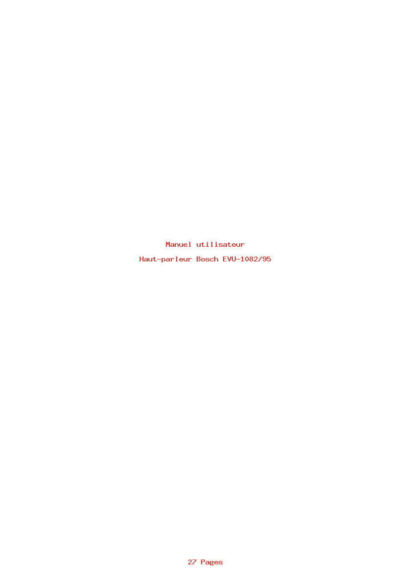 Page 1 de la notice Manuel utilisateur Bosch EVU-1082/95