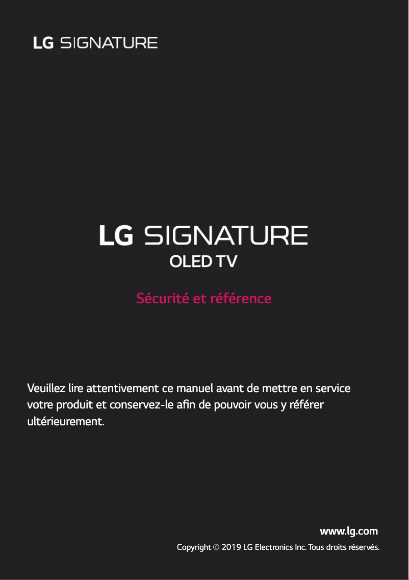 Page 1 de la notice Manuel utilisateur LG OLED88Z9PLA