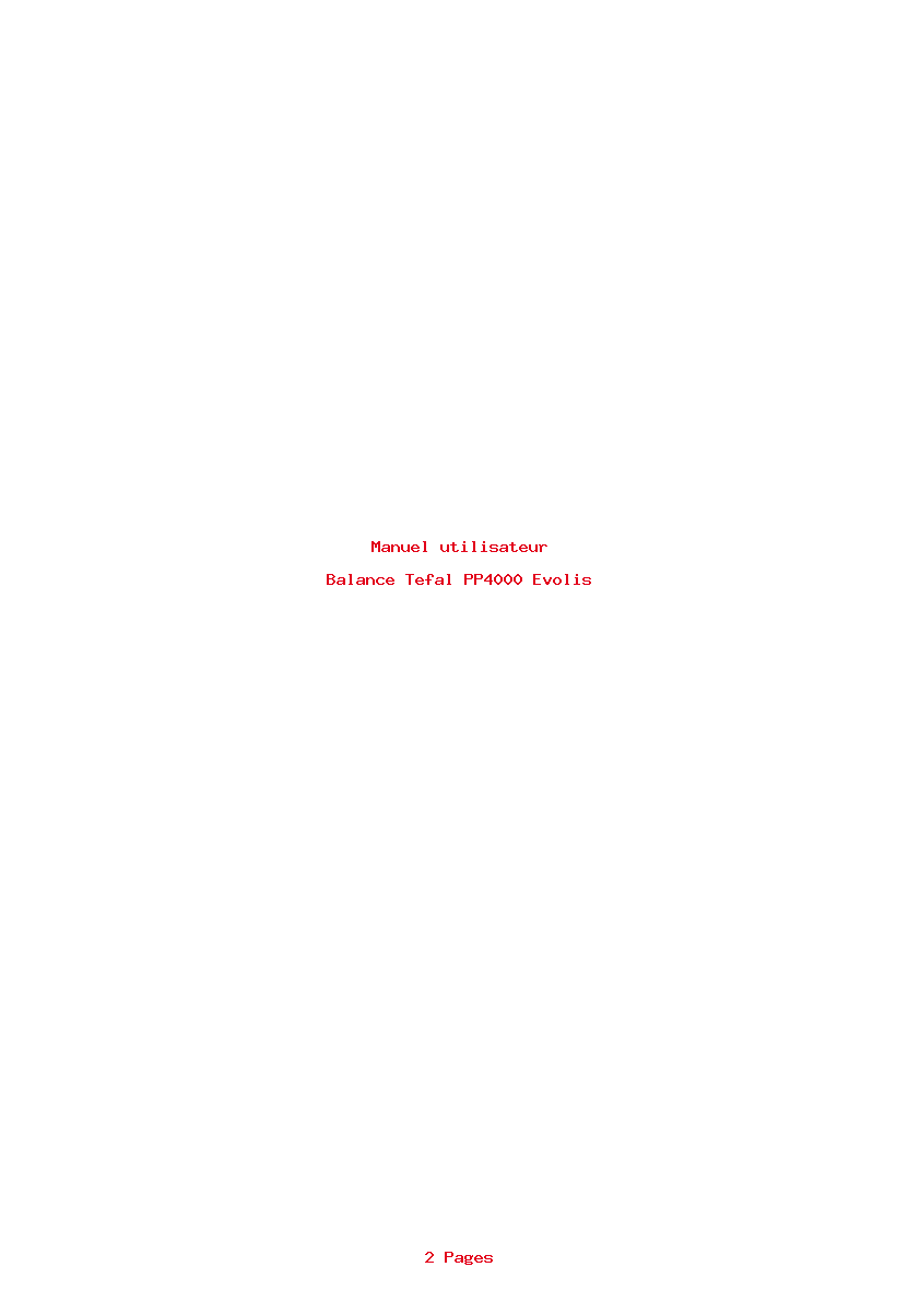 Page 1 de la notice Manuel utilisateur Tefal PP4000 Evolis