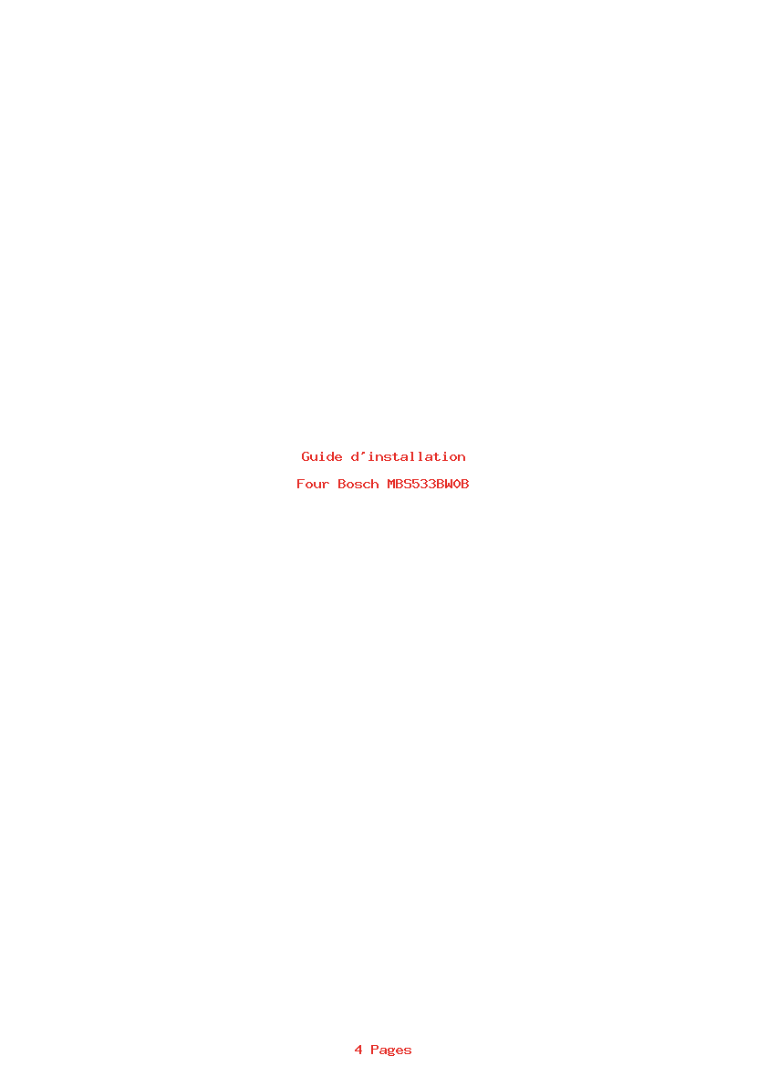 Page 1 de la notice Guide d'installation Bosch MBS533BW0B