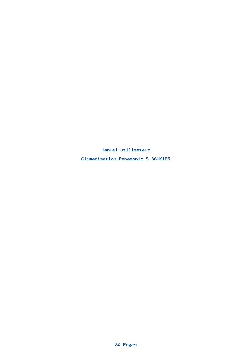 Page 1 de la notice Manuel utilisateur Panasonic S-36MK1E5