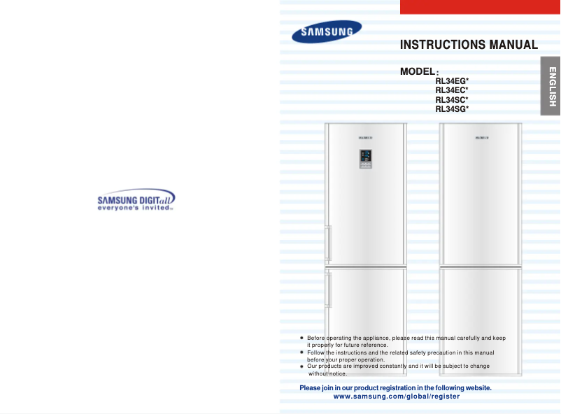 Page 1 de la notice Manuel utilisateur Samsung RL34EGMS